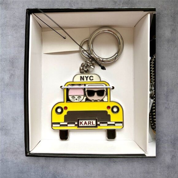 KARL LAGERFELD Card Wallet and Key Holder Gift box NEW Black/Yellow/White/Red - Picture 2 of 5